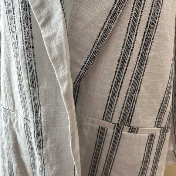 [M]DKR Gray Striped Linen Blend Women's Open Blazer - Picture 5 of 15